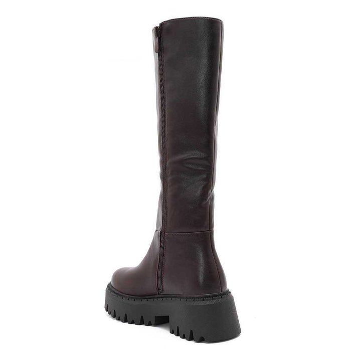 Charlotte | Bottes hautes marron à semelle chunky