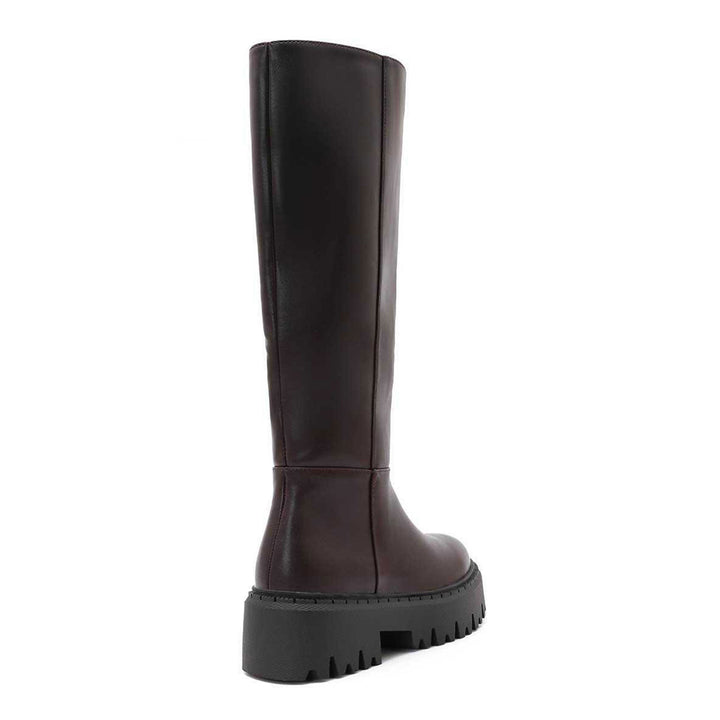 Charlotte | Bottes hautes marron à semelle chunky