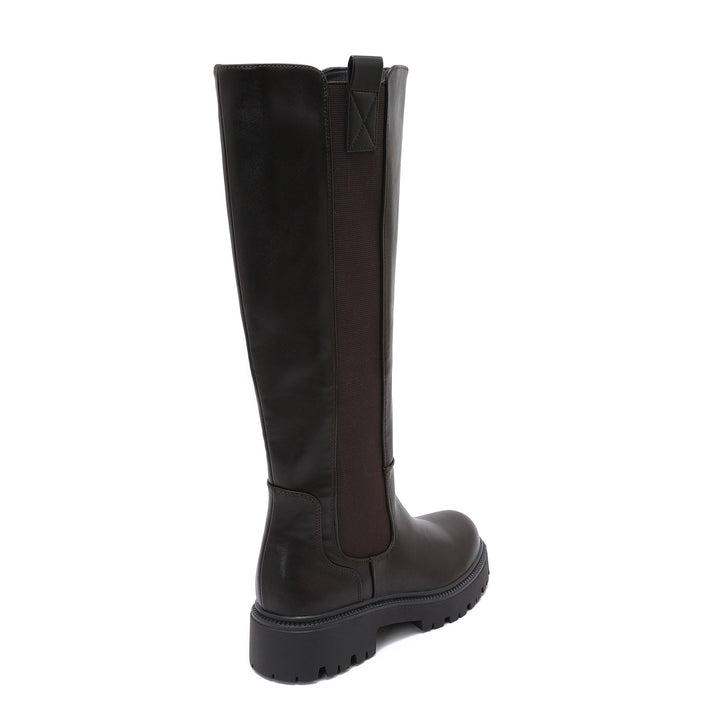 Nina | Bottes hautes marron foncé à semelle épaisse