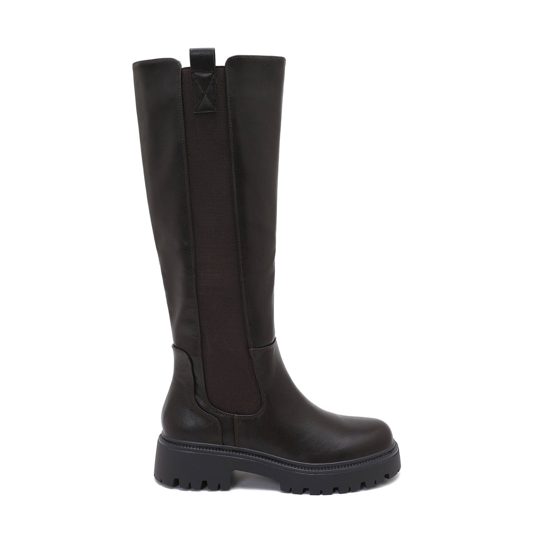 Nina | Bottes hautes marron foncé à semelle épaisse