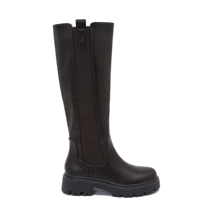 Nina | Bottes hautes marron foncé à semelle épaisse