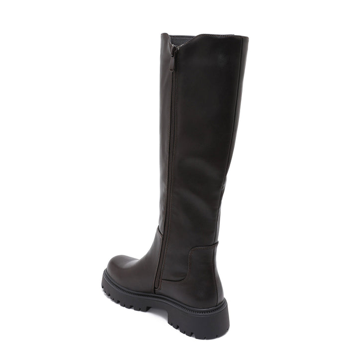 Nina | Bottes hautes marron foncé à semelle épaisse