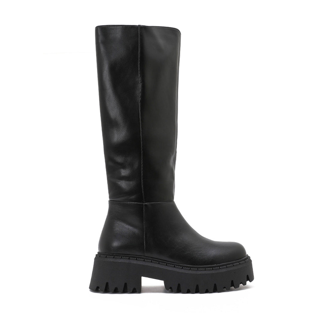 Clotilde | Bottes hautes noires à semelle chunky