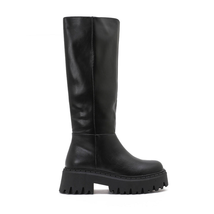 Clotilde | Bottes hautes noires à semelle chunky