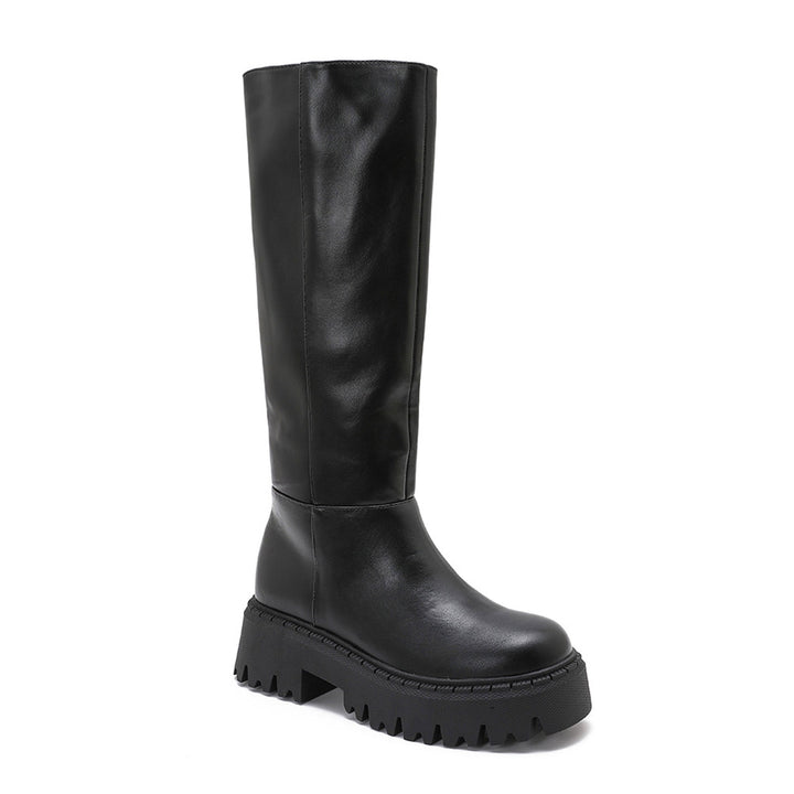 Clotilde | Bottes hautes noires à semelle chunky
