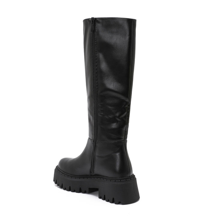 Clotilde | Bottes hautes noires à semelle chunky