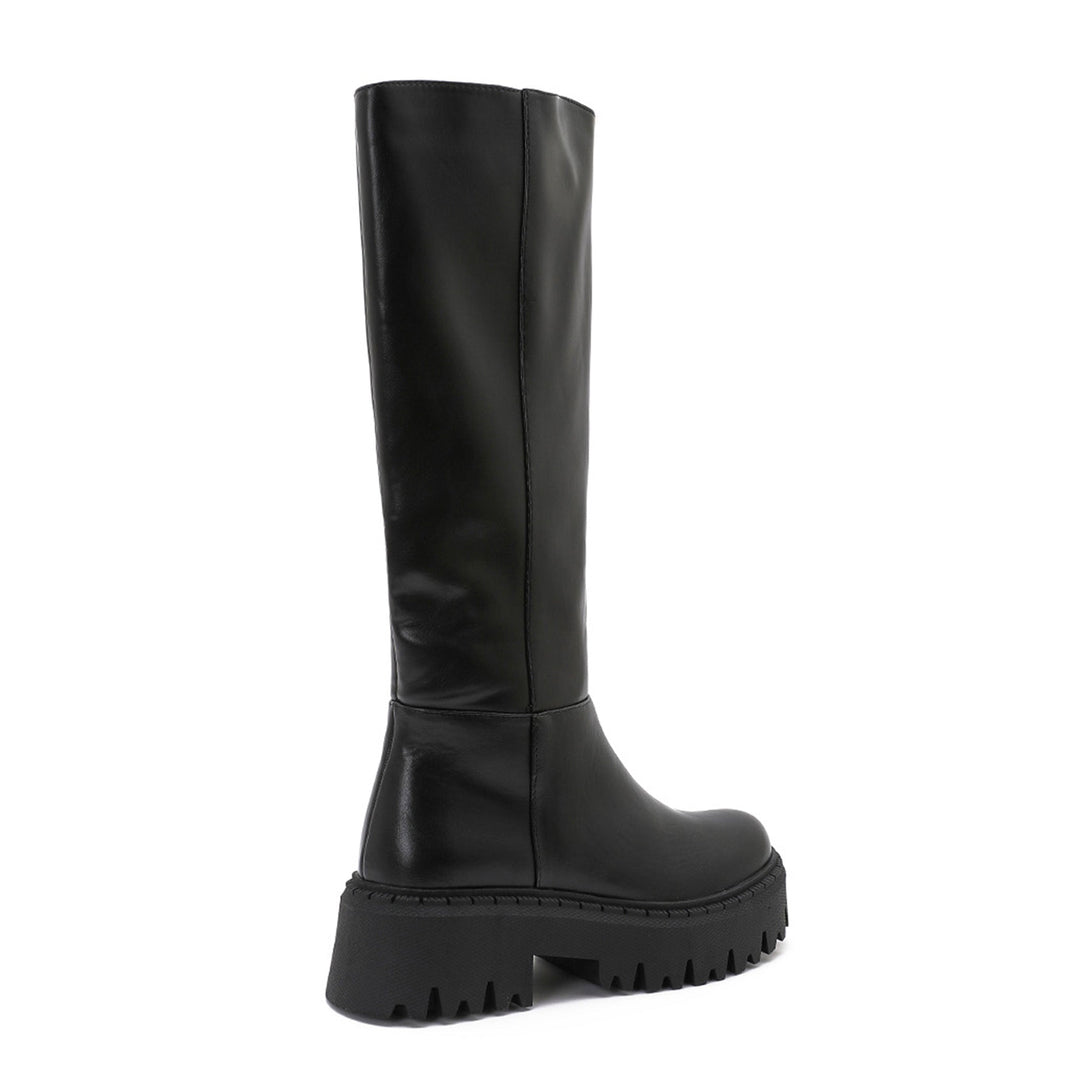 Clotilde | Bottes hautes noires à semelle chunky
