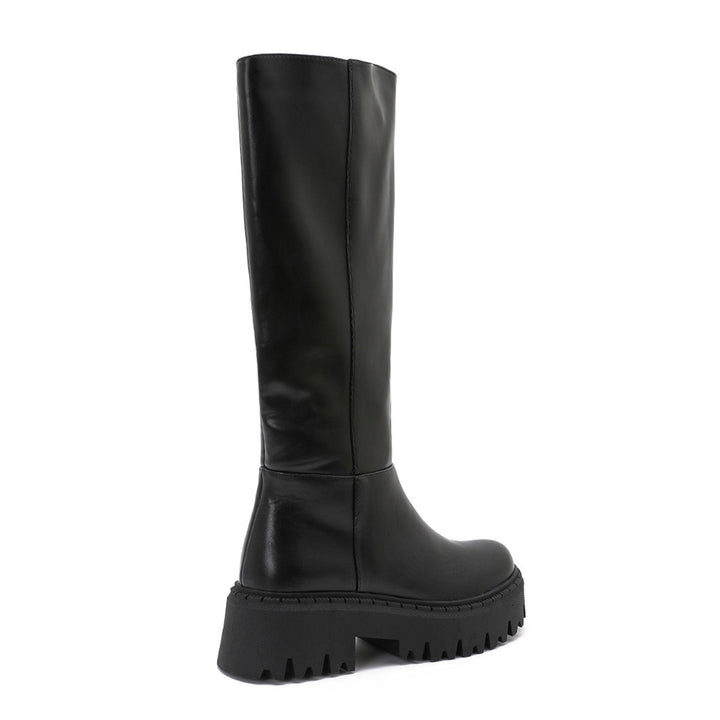 Clotilde | Bottes hautes noires à semelle chunky