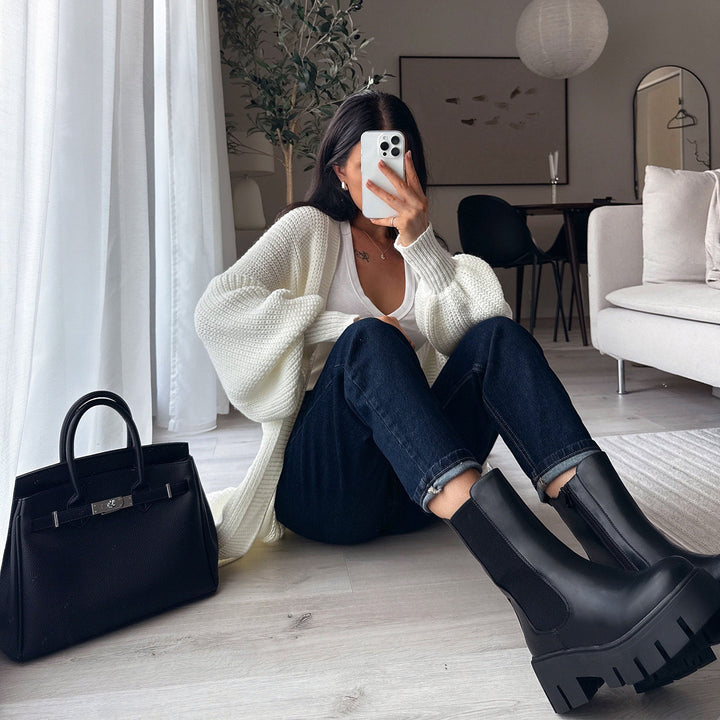 Lucie | Bottines noires à semelle épaisse
