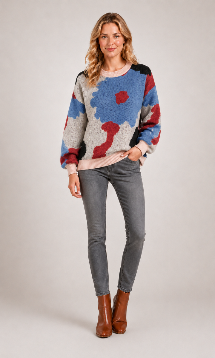 Sydney | Pull fleuri en maille