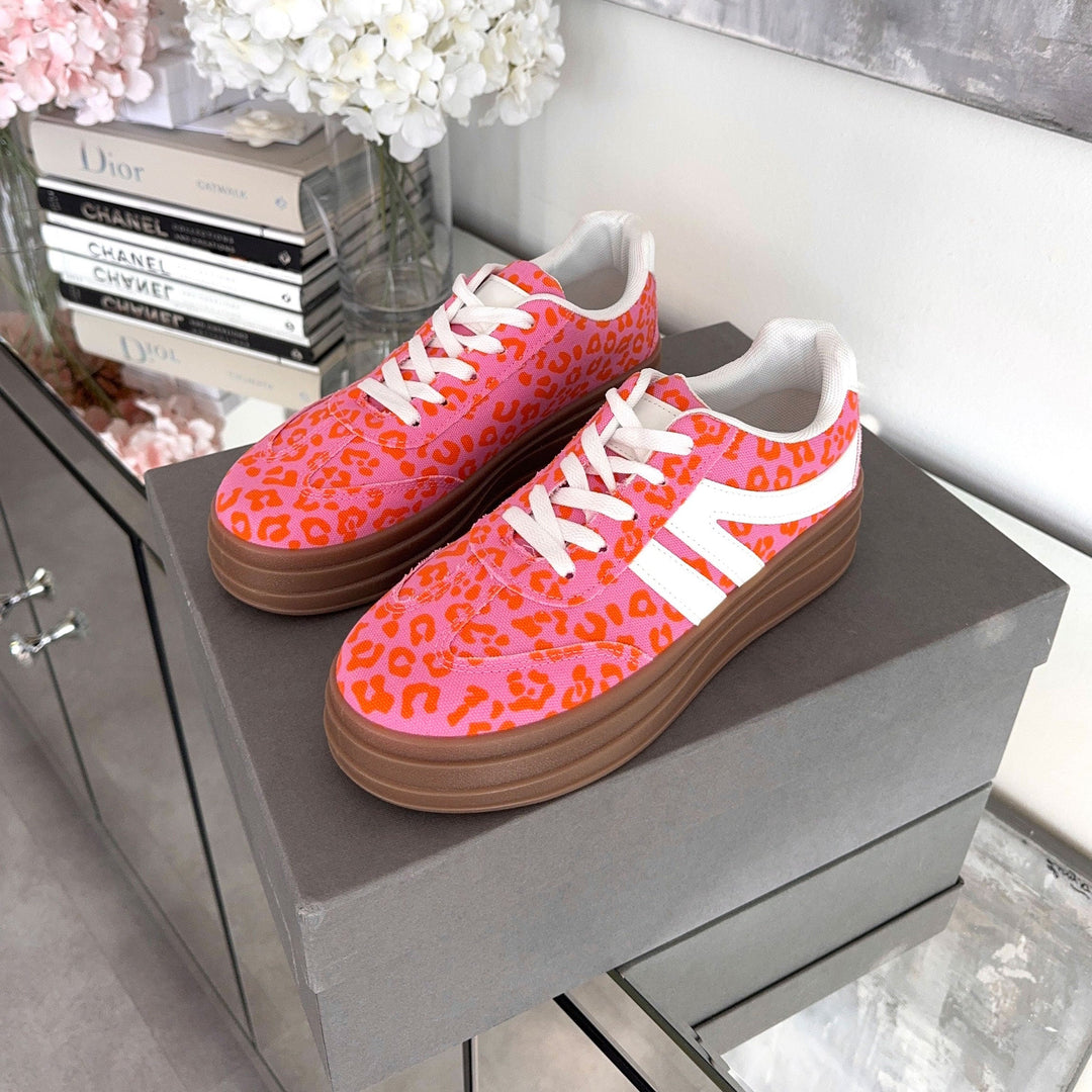 Rébecca | Baskets roses tachetées à plateforme