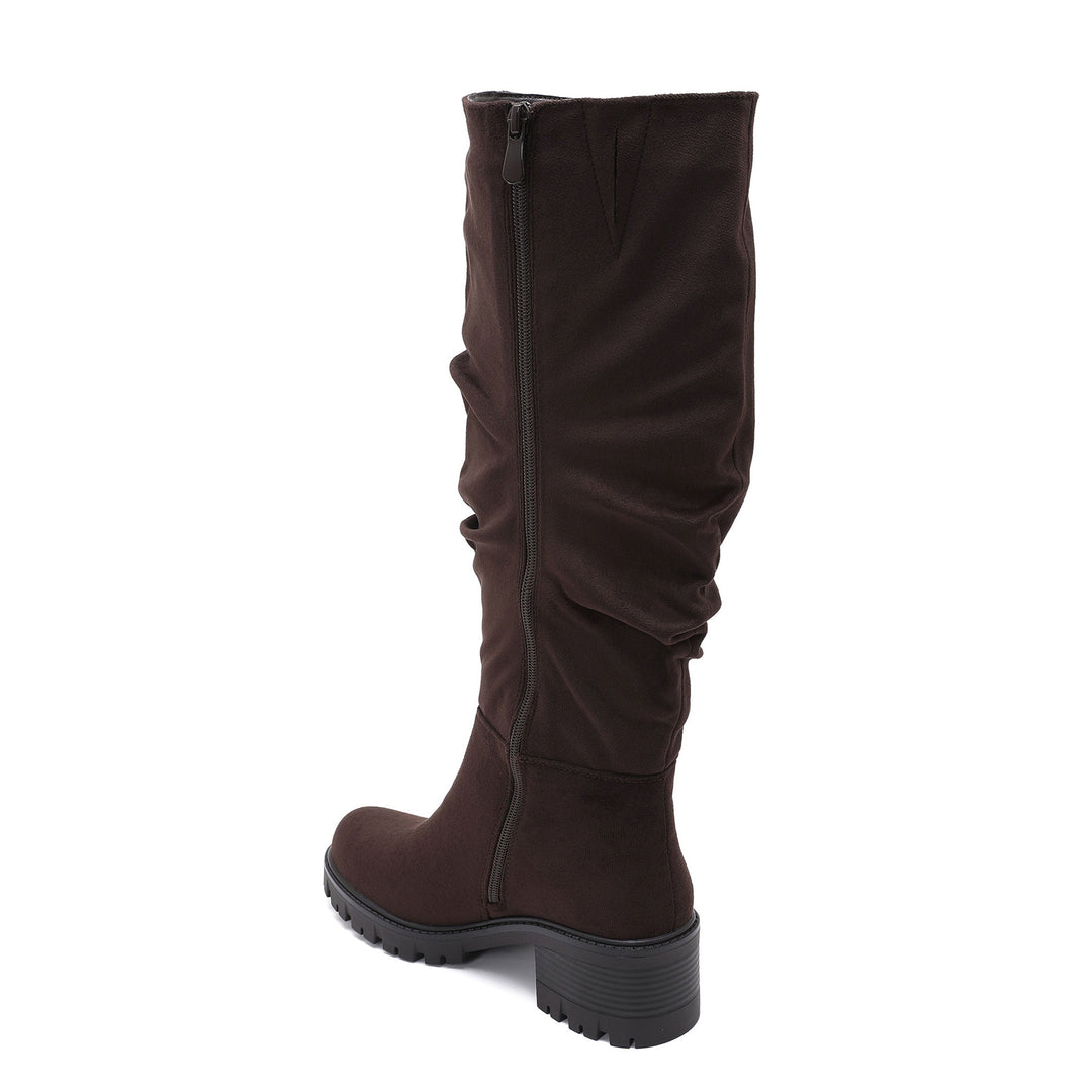 Hermine | Bottes marron en suédine à talon bloc