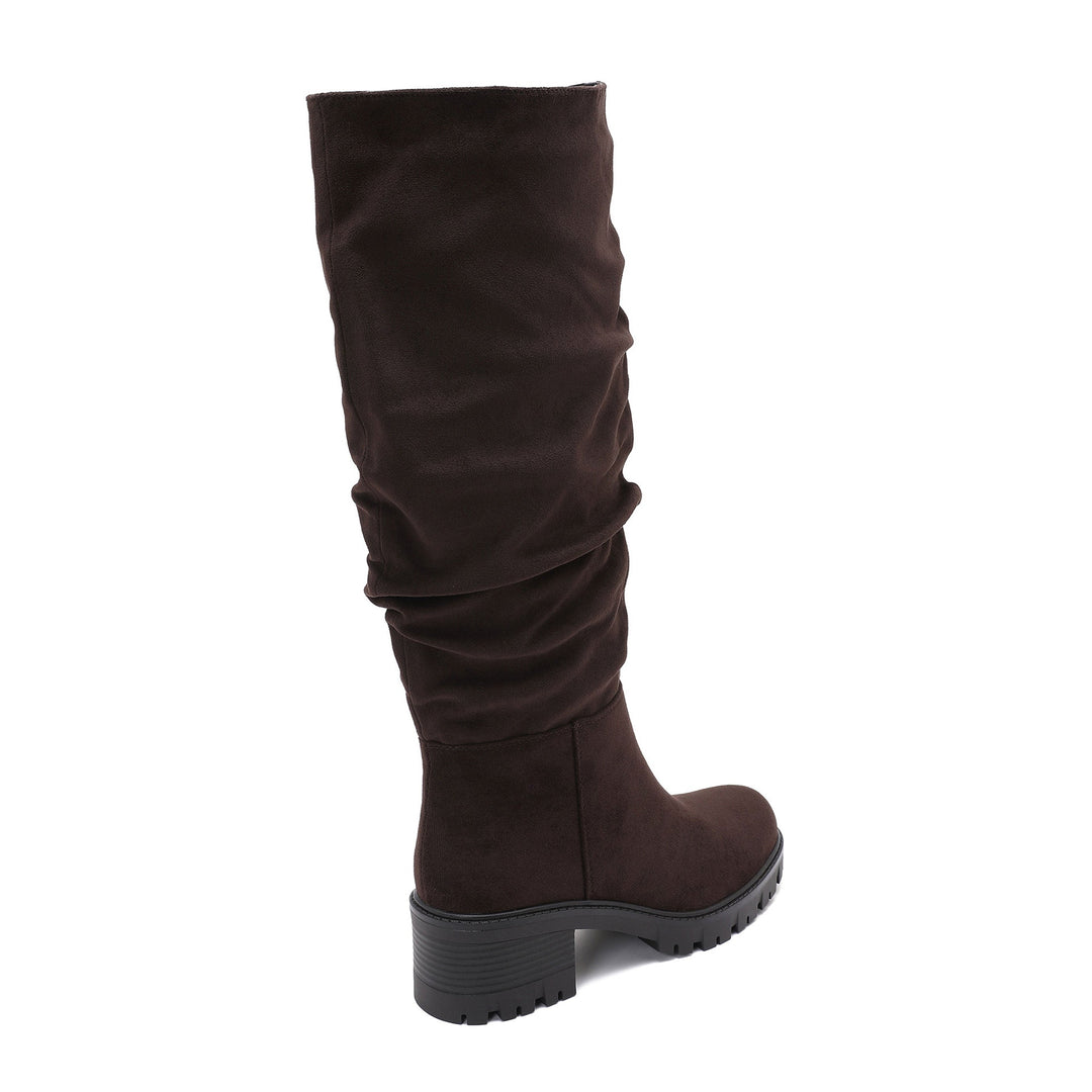 Hermine | Bottes marron en suédine à talon bloc