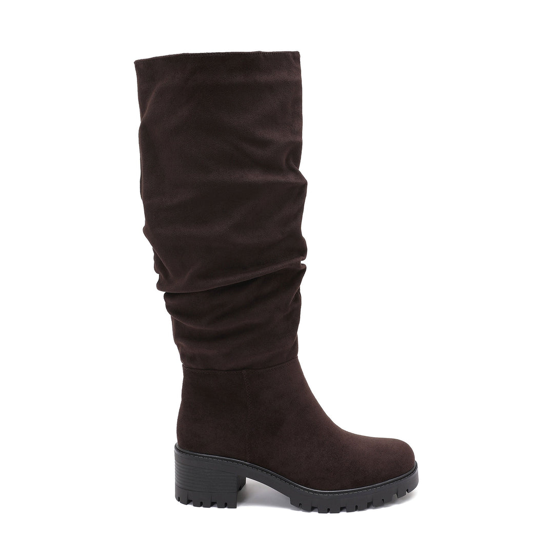 Hermine | Bottes marron en suédine à talon bloc