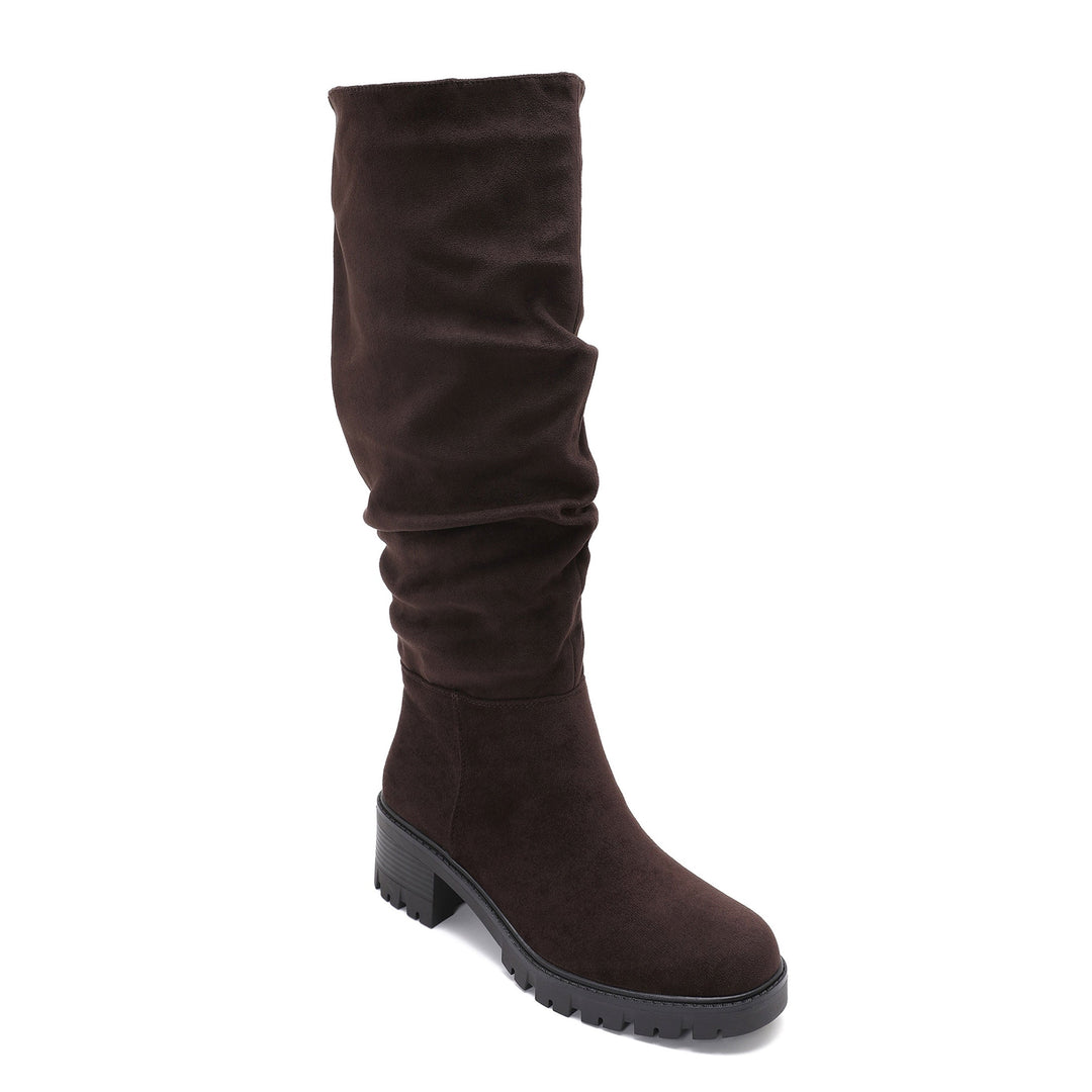 Hermine | Bottes marron en suédine à talon bloc