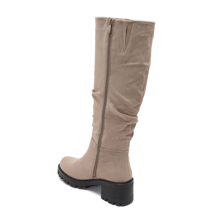 Flavie | Bottes beiges à tige froncée