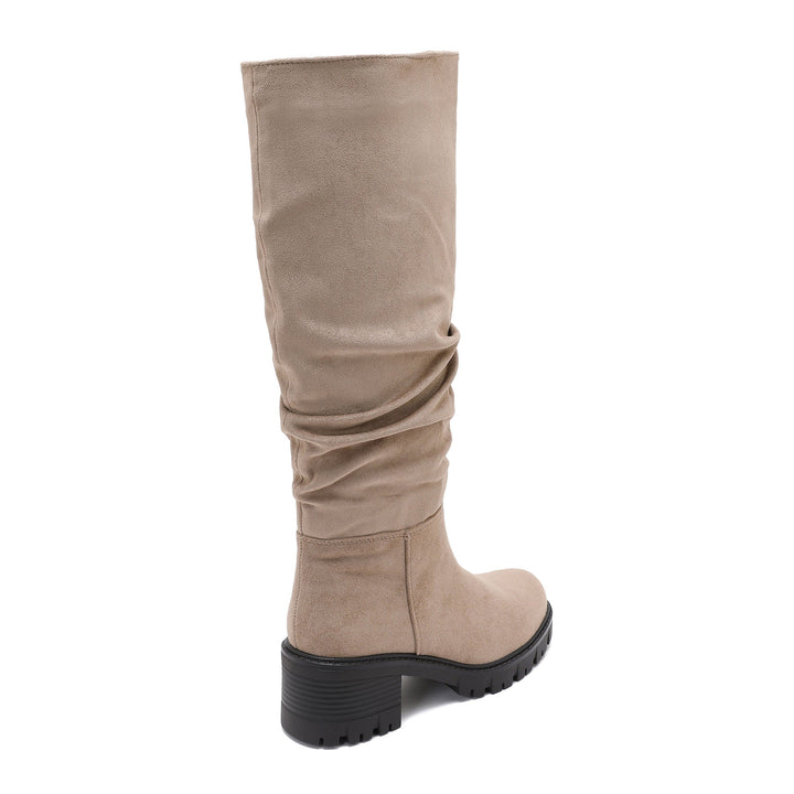 Flavie | Bottes beiges à tige froncée