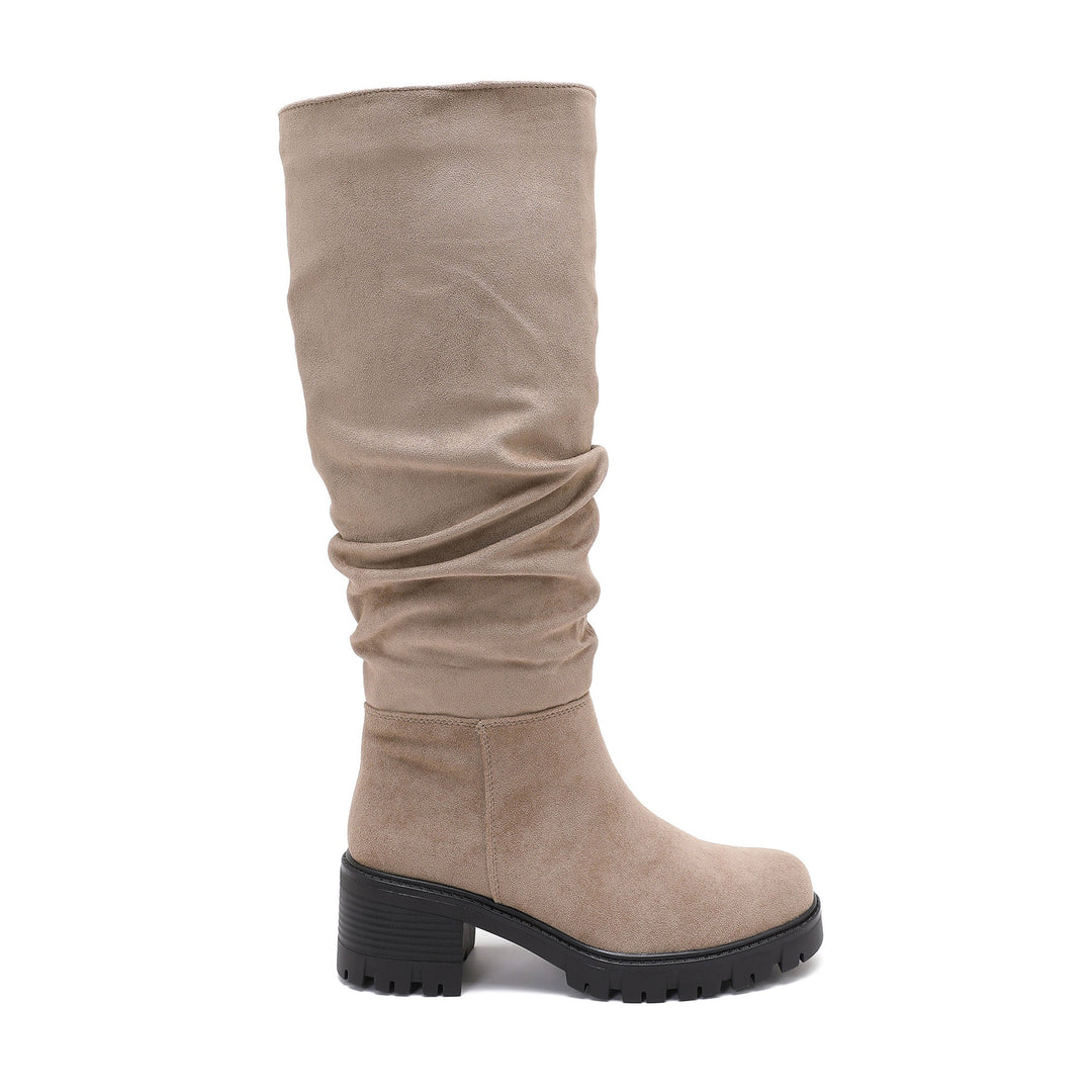 Flavie | Bottes beiges à tige froncée