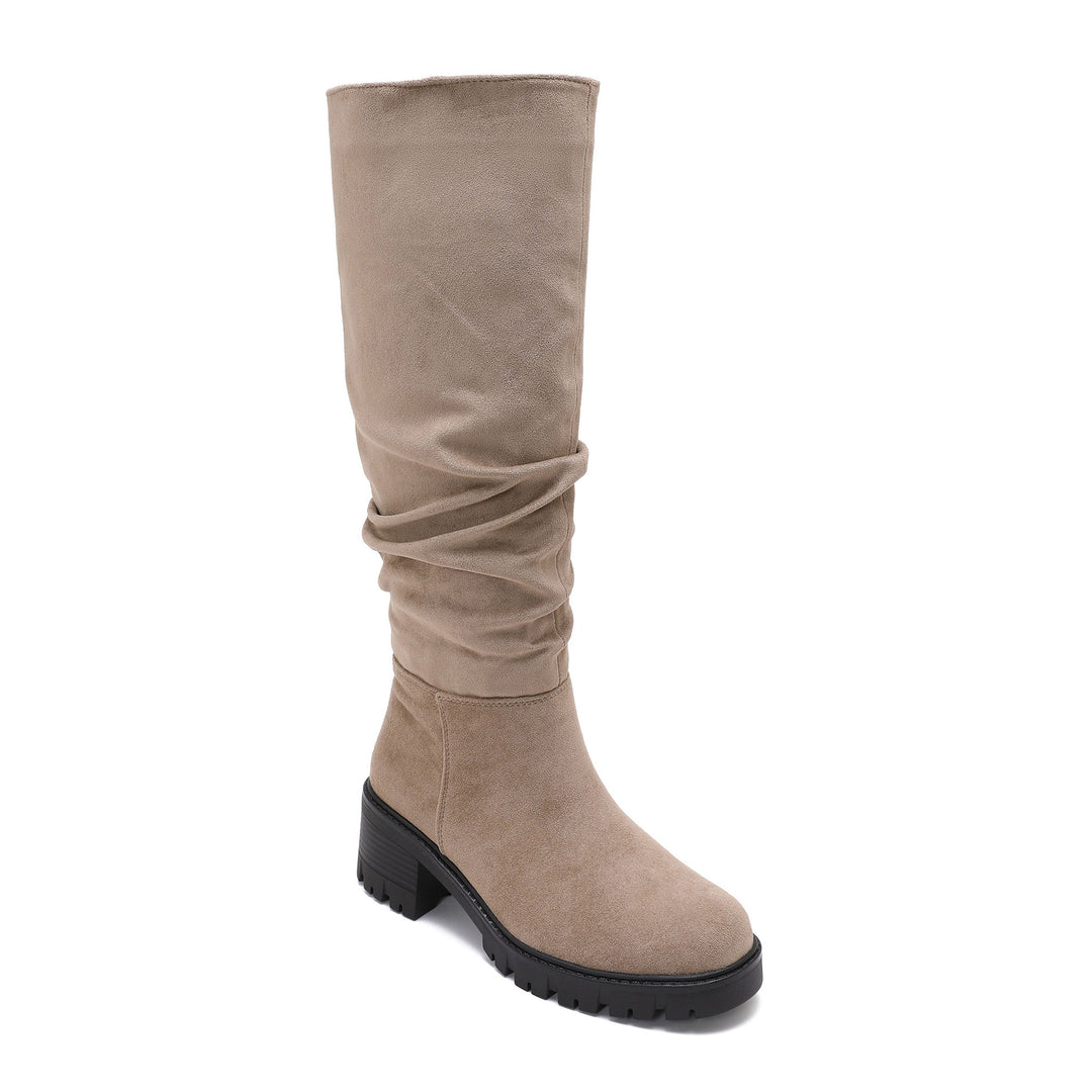 Flavie | Bottes beiges à tige froncée