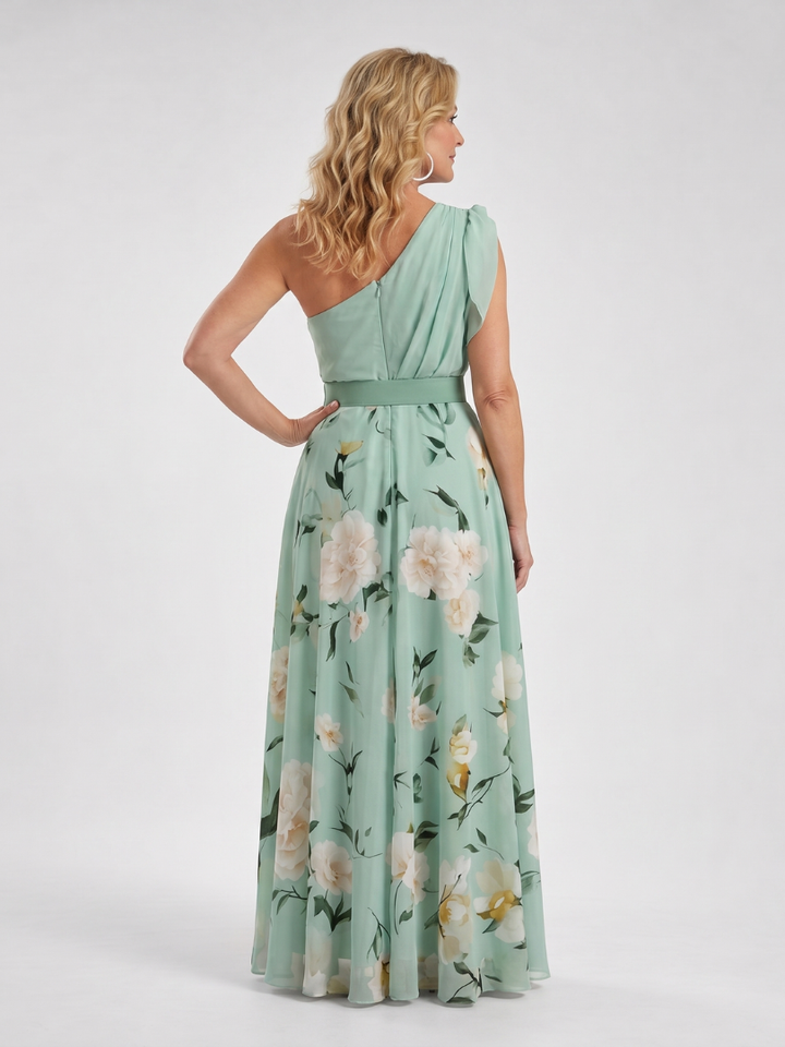 Antoinette — Robe longue asymétrique à ceinture