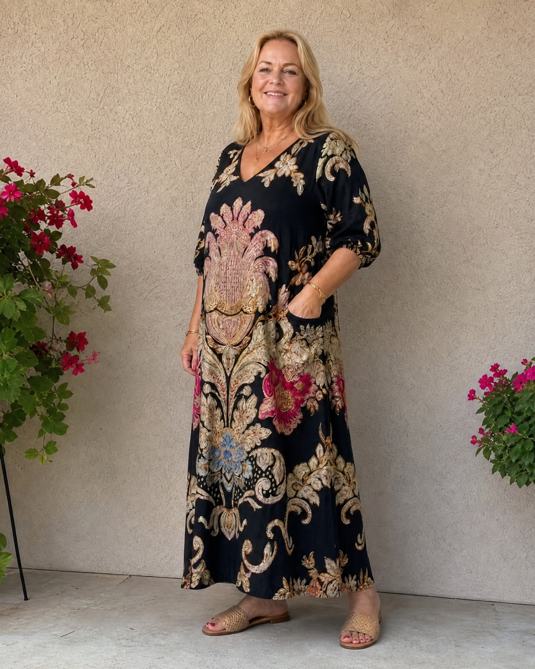 Valérie — Robe longue à médaillon vintage