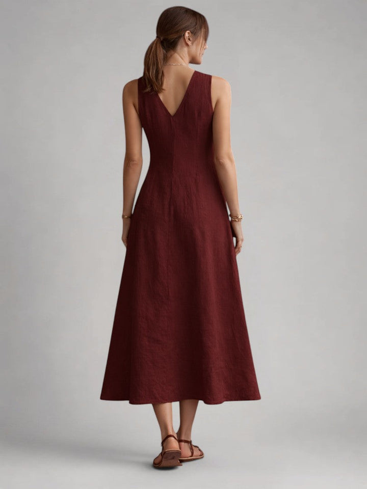 Bathilde — Robe longue sans manches à boutons