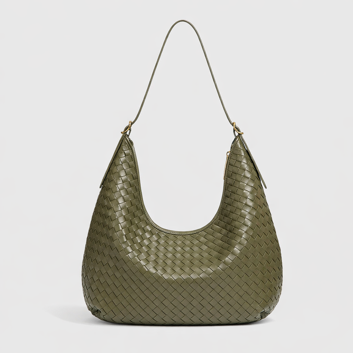 Sac porté épaule tressé Éliette vert olive vu de face