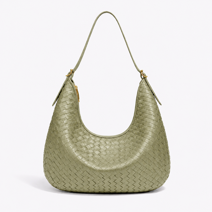 Sac porté épaule tressé Éliette pistache vu de face