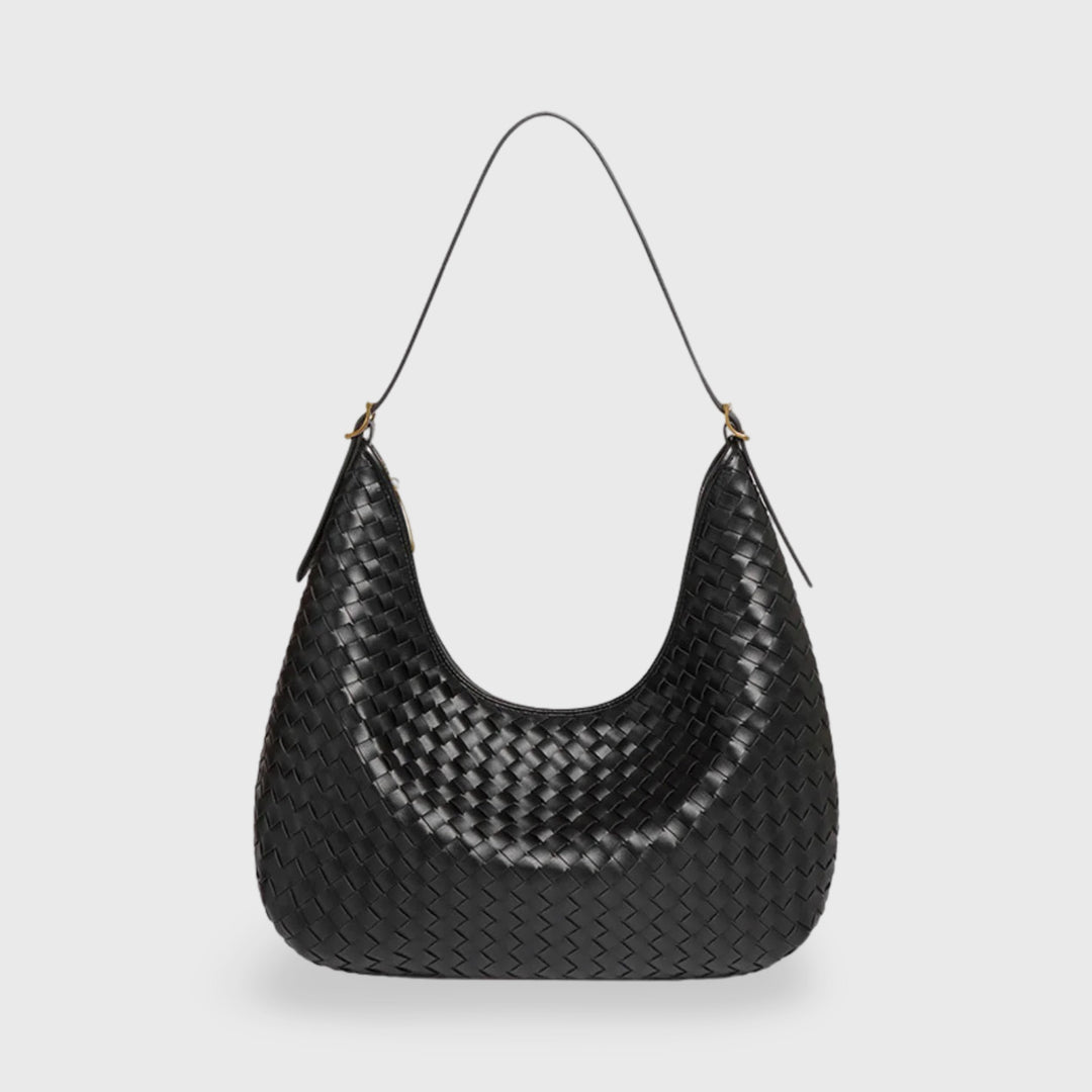 Sac porté épaule tressé Éliette noir vu de face