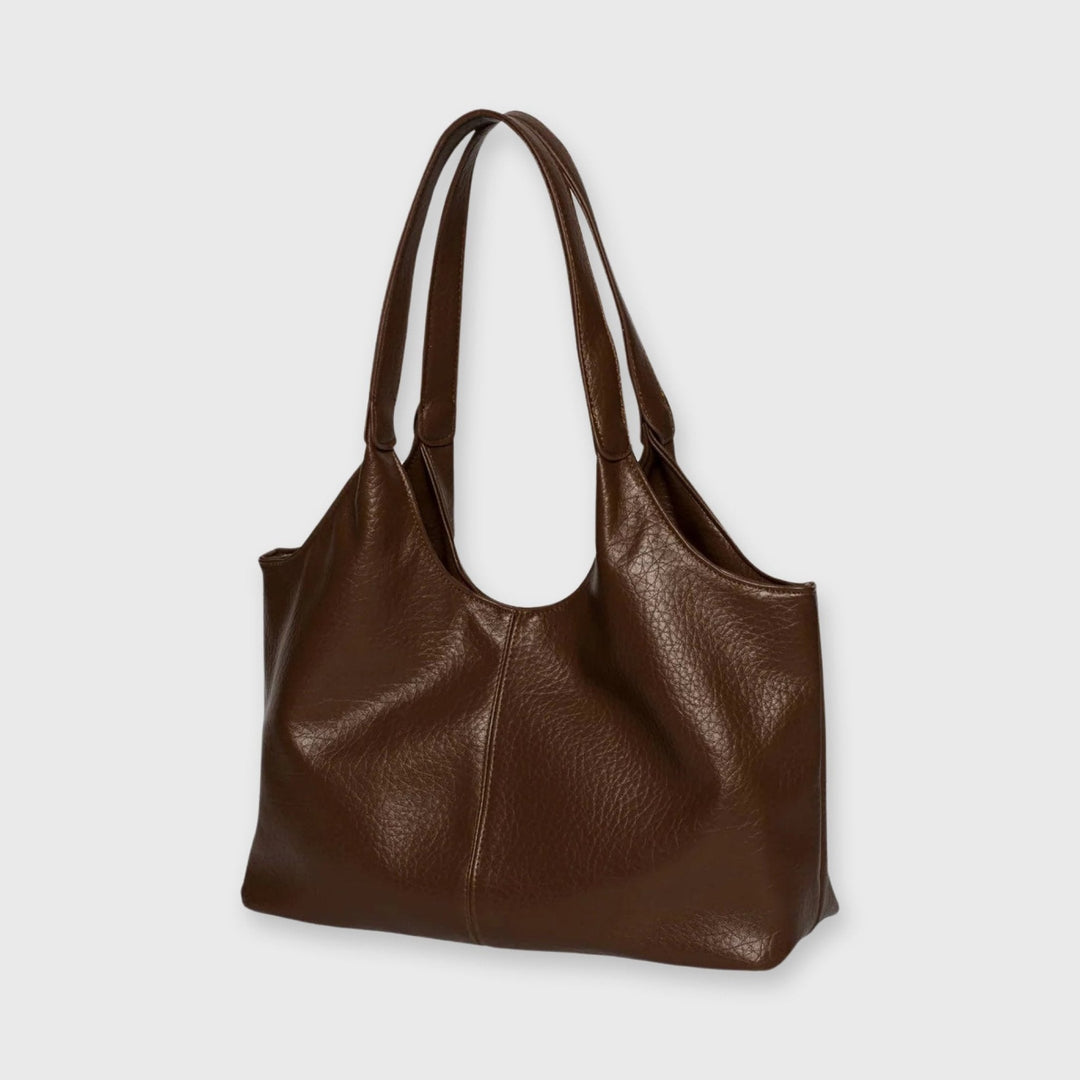 Sac cabas Hanaé brun foncé vu de côté