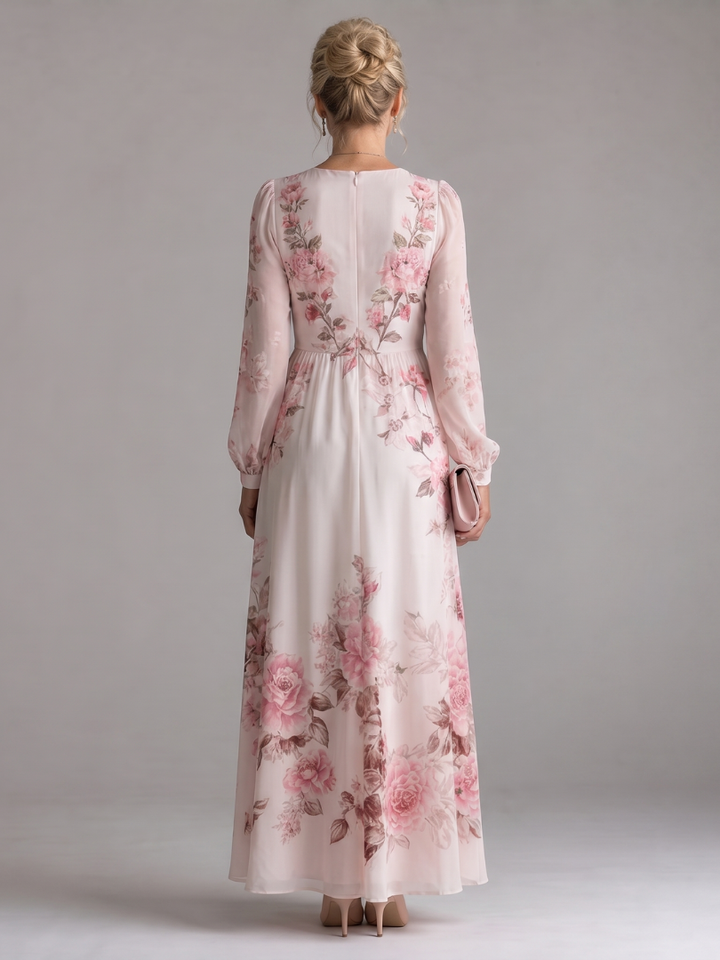 Eudoxie — Robe longue à manches longues et col V