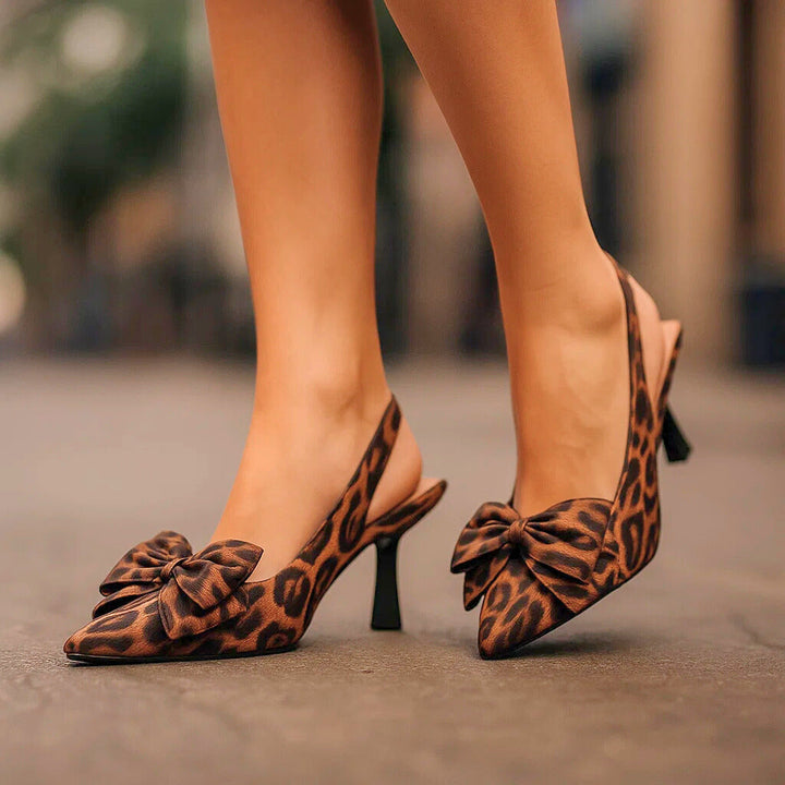 Tiphaine | Sandales slingback léopard à nœud