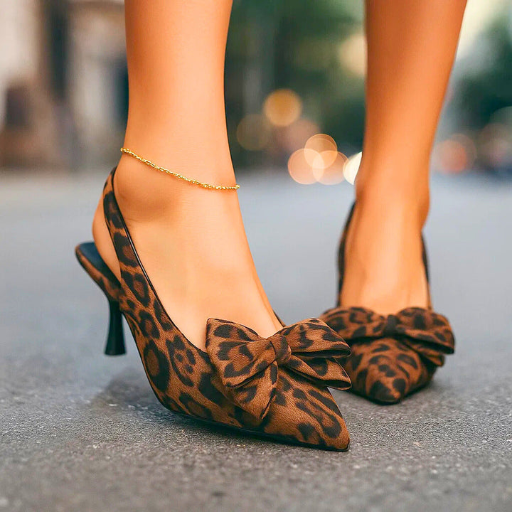Tiphaine | Sandales slingback léopard à nœud