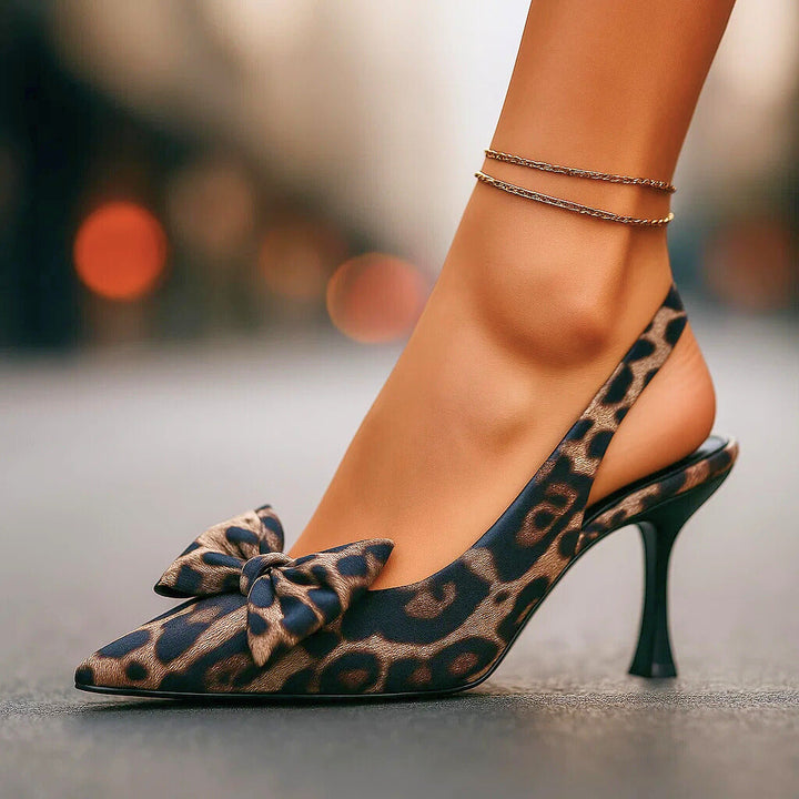 Tiphaine | Sandales slingback léopard à nœud