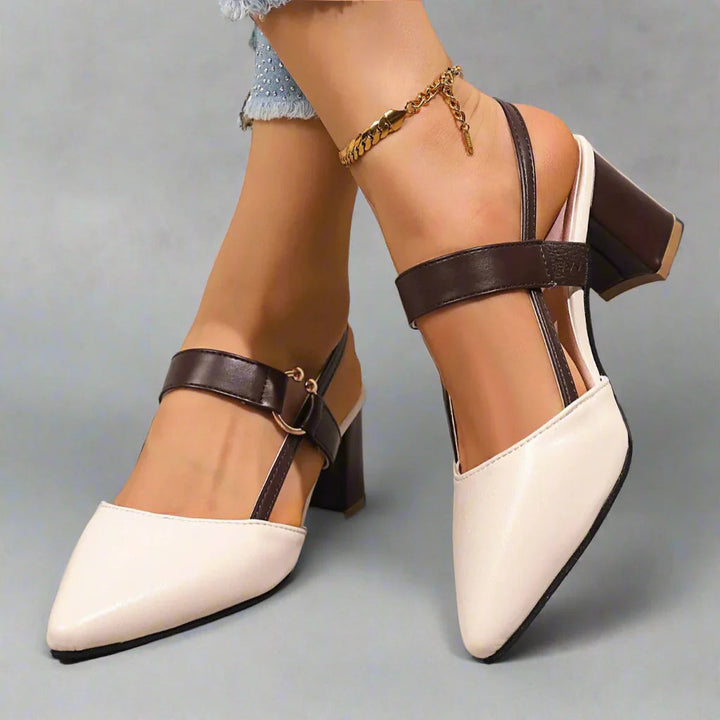 Bénédicte | Escarpins slingback pointus en cuir