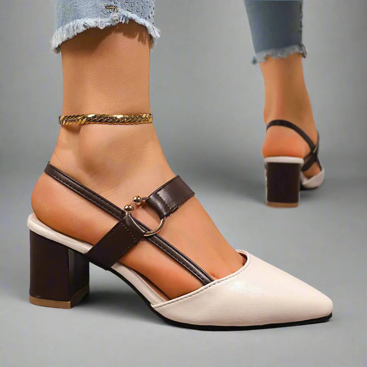 Bénédicte | Escarpins slingback pointus en cuir
