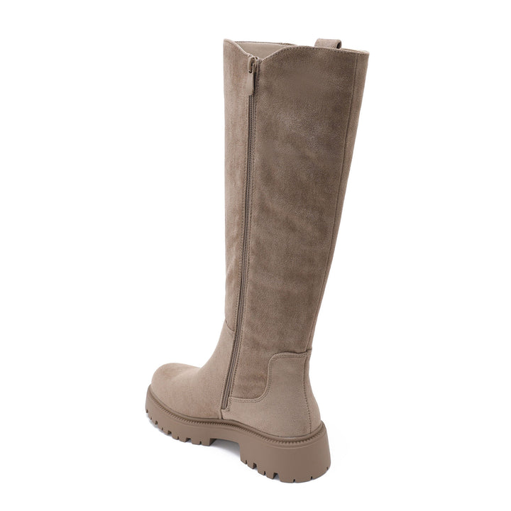 Adrienne | Bottes taupe en suédine à semelle épaisse