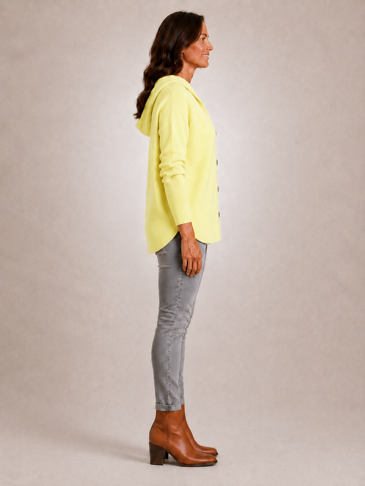 Rosalie | Cardigan à capuche boutonné en maille côtelée