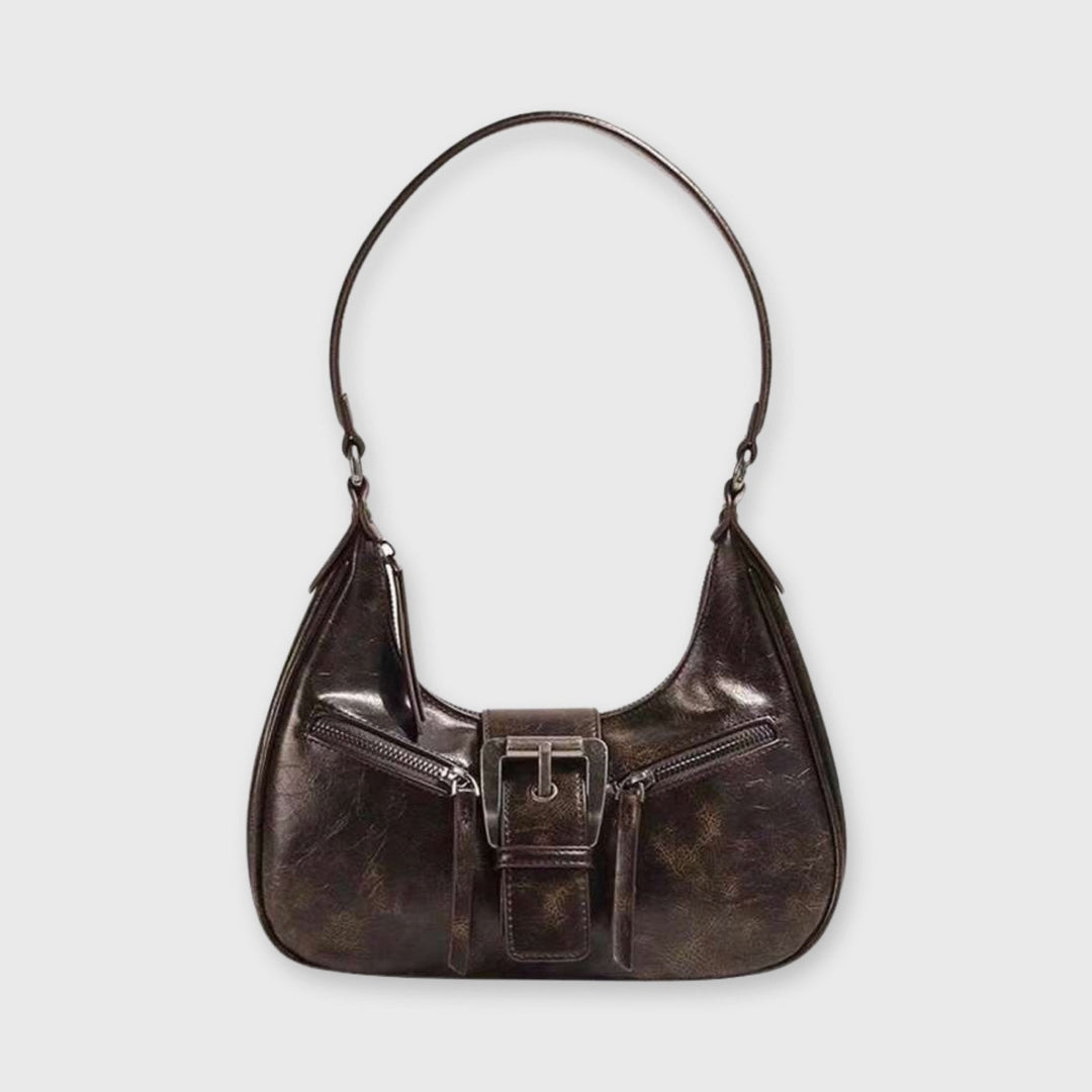 Sac bandoulière Janine brun foncé vu de face