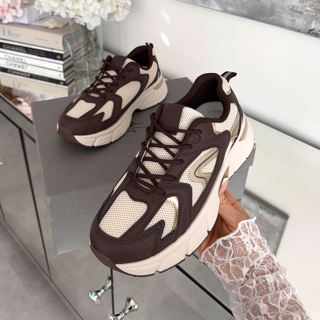 Jocelyne | Baskets massives beige et marron