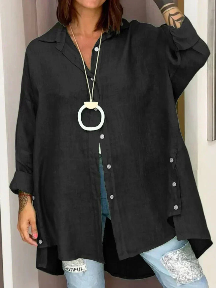 Yseult | Chemise oversize à fente latérale — Noir