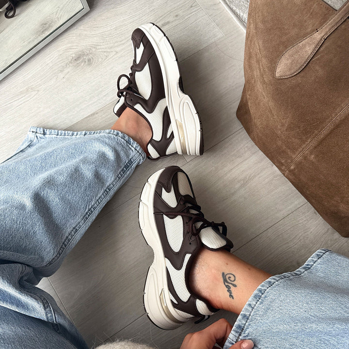 Jocelyne | Baskets massives beige et marron