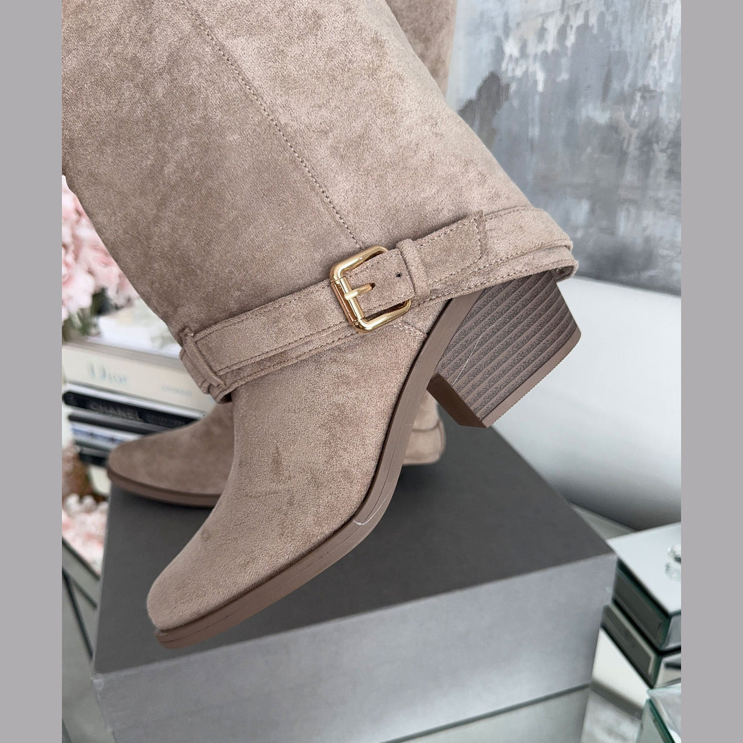 Philippine | Bottes hautes beiges à boucle