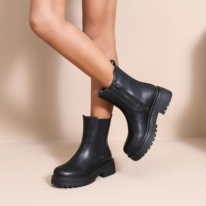 Clémence | Bottines Chelsea noires à semelle épaisse