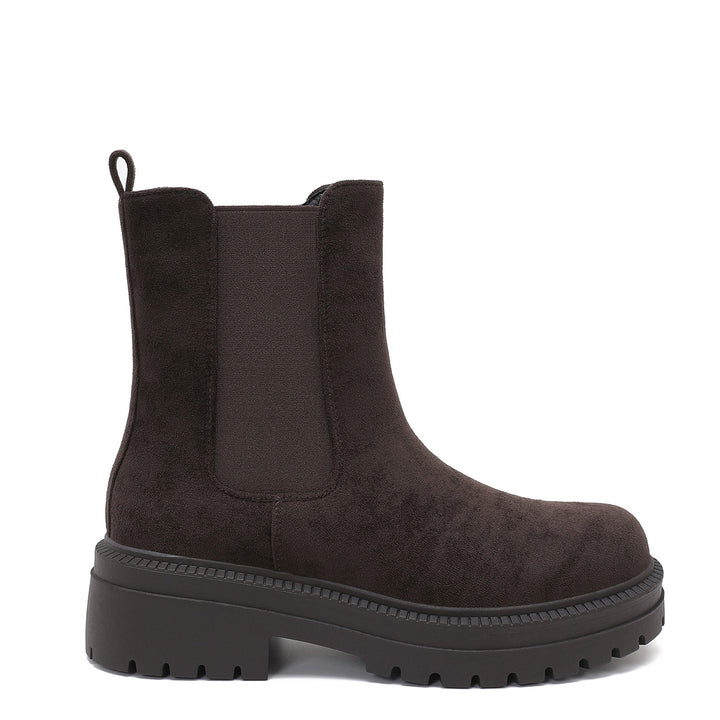 Élodie | Bottines Chelsea marron foncé en suédine