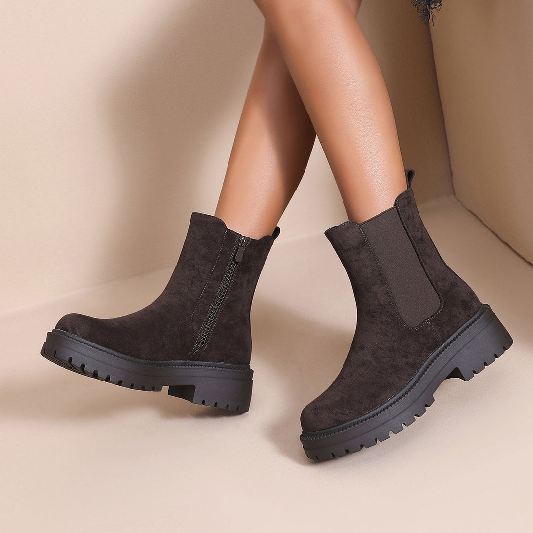 Élodie | Bottines Chelsea marron foncé en suédine