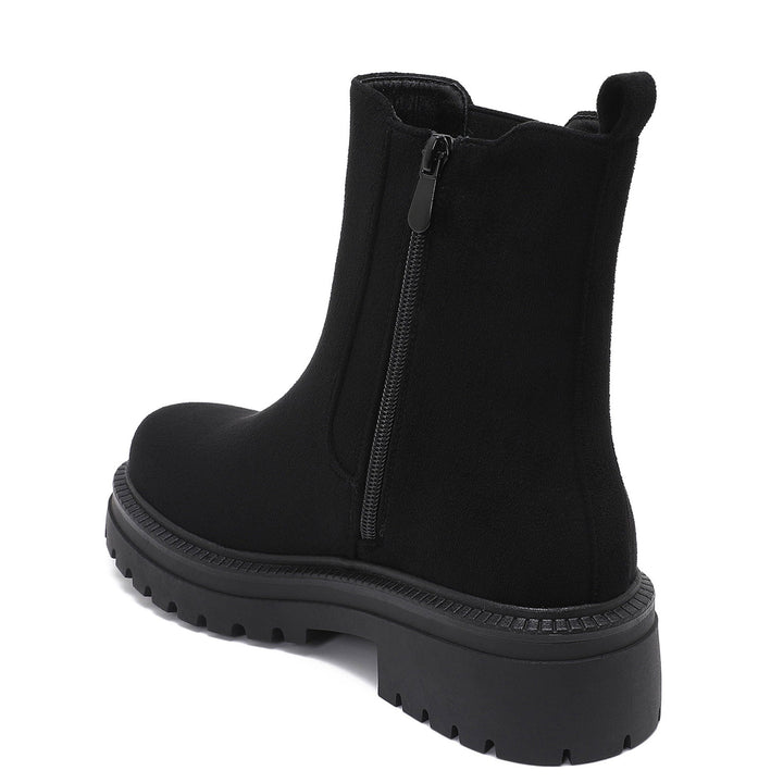 Inès | Bottines Chelsea noires en daim