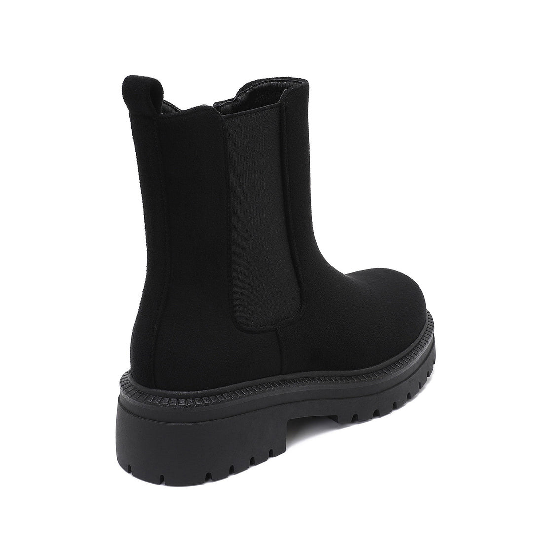 Inès | Bottines Chelsea noires en daim