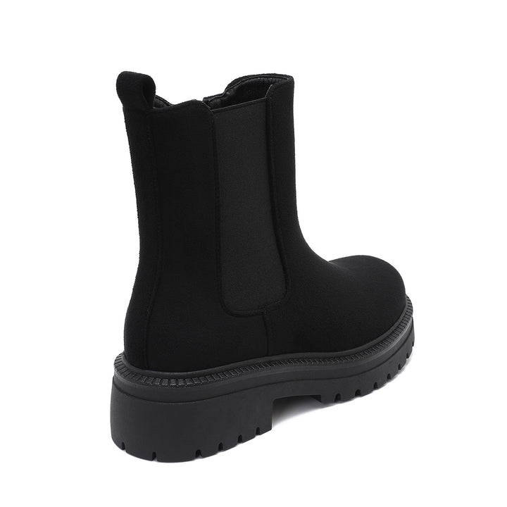Inès | Bottines Chelsea noires en daim