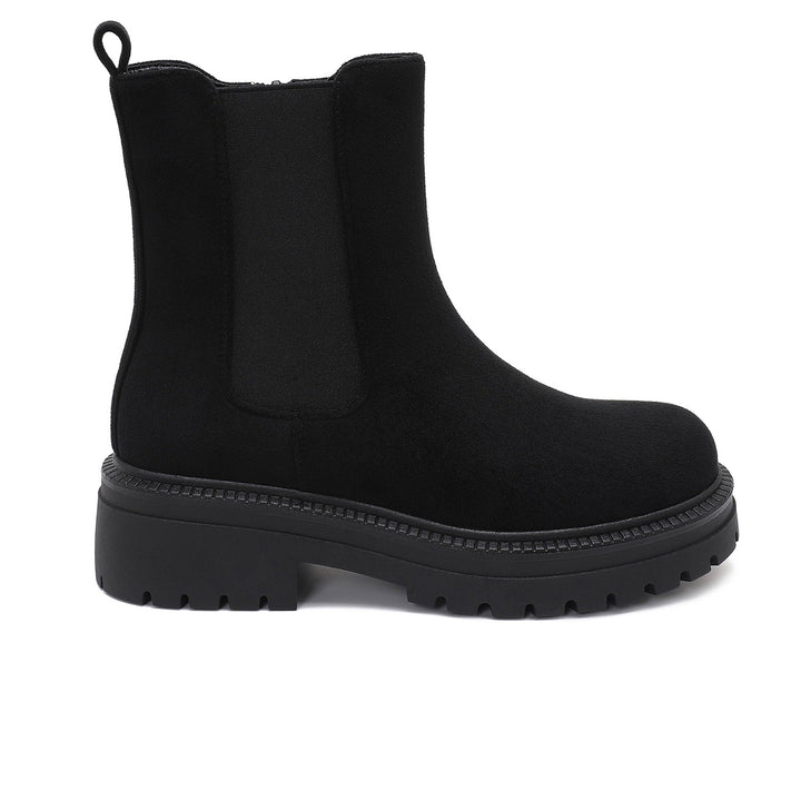 Inès | Bottines Chelsea noires en daim